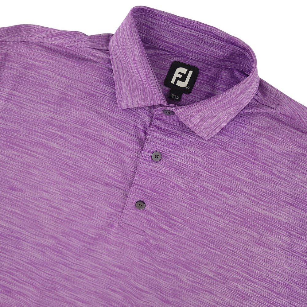 FootJoy Polo Shirt Mens L Purple Heather Stripe HHC Golf Performance Stretch Top